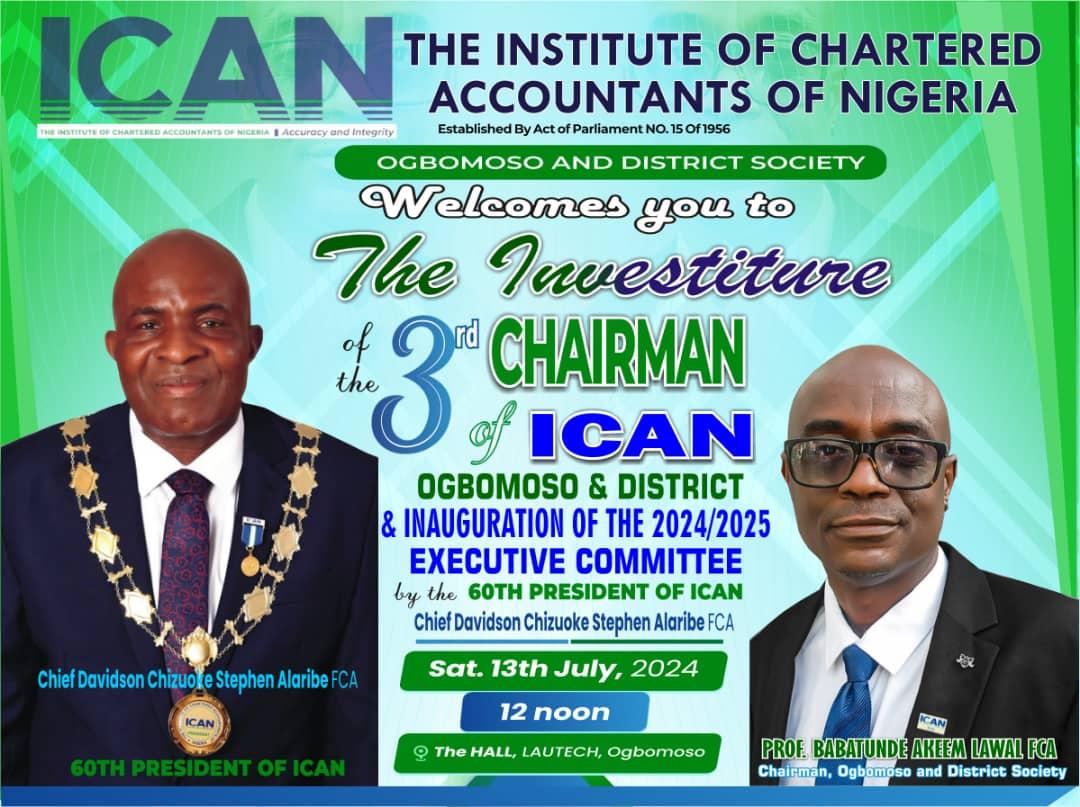 THE INVESTITURE OF THE 3RD CHAIRMAN OF ICAN OGBOMOSO & DISTRICT & INAUGURATION OF THE 2024/2025 EXECUTIVE COMMITTEE