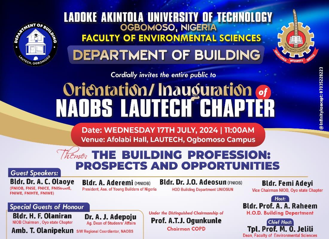 Department of Building Orientation/Inauguration of NAOBS LAUTECH CHAPTER 