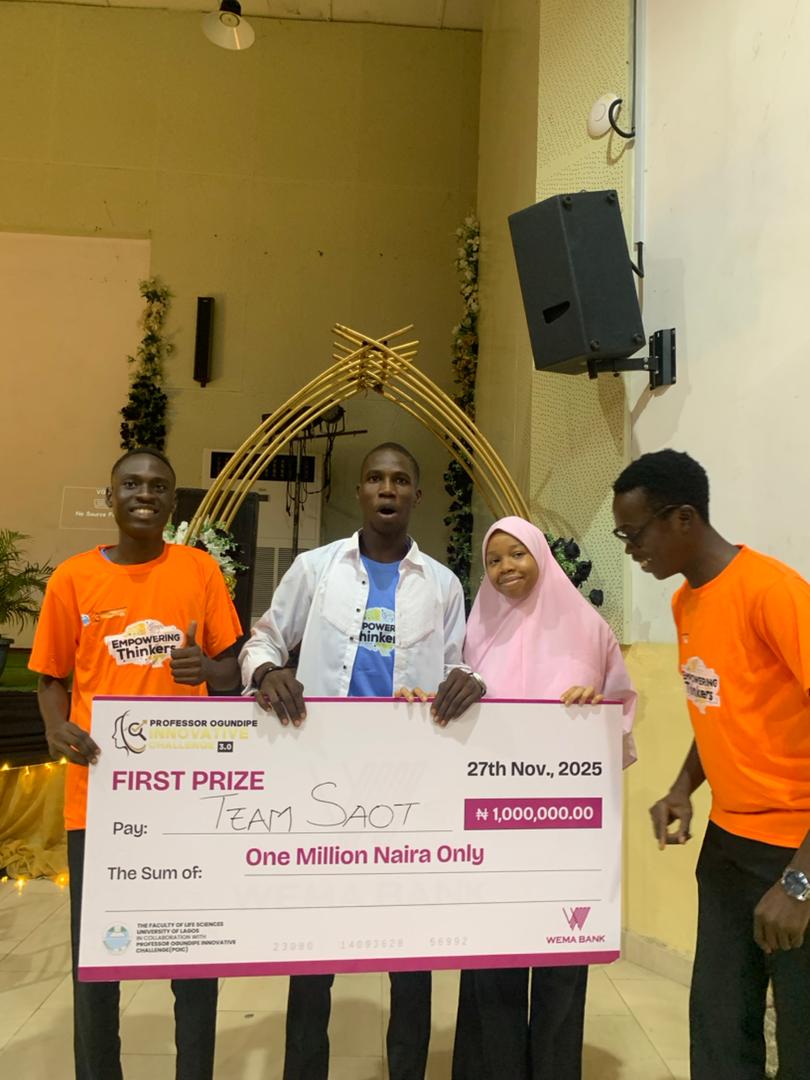 LAUTECH wins UNILAG Innovation Challenge, receives ₦1.5 million cash prize.